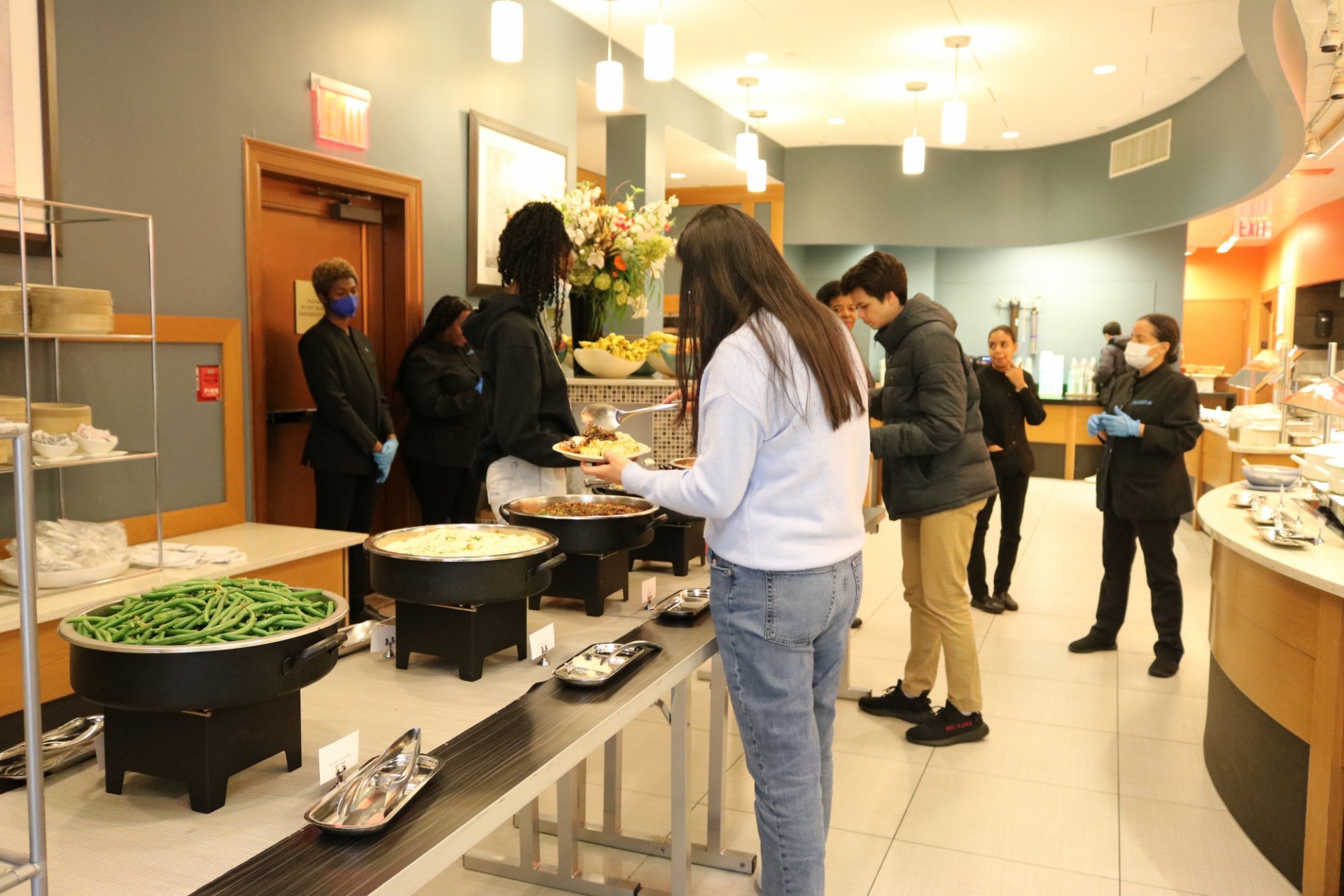 Students in the servery