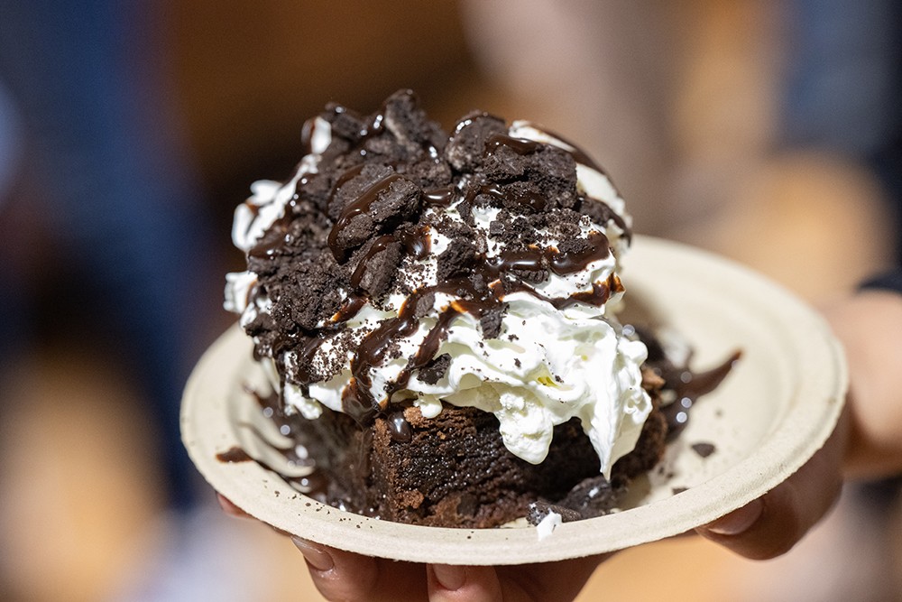 The pièce de résistance at Ferris: the build-your-own-brownie-sundae bar. A brownie sundae