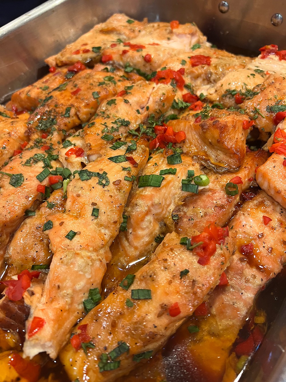 Even our main courses were holiday sweet! Ferris served maple glazed salmon. Maple glazed salmon