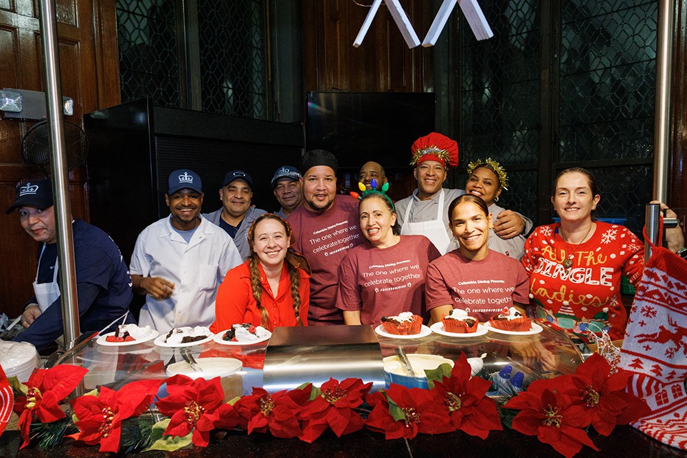 Thank you, John Jay staff! John Jay staff posing at Chef Mike's Station