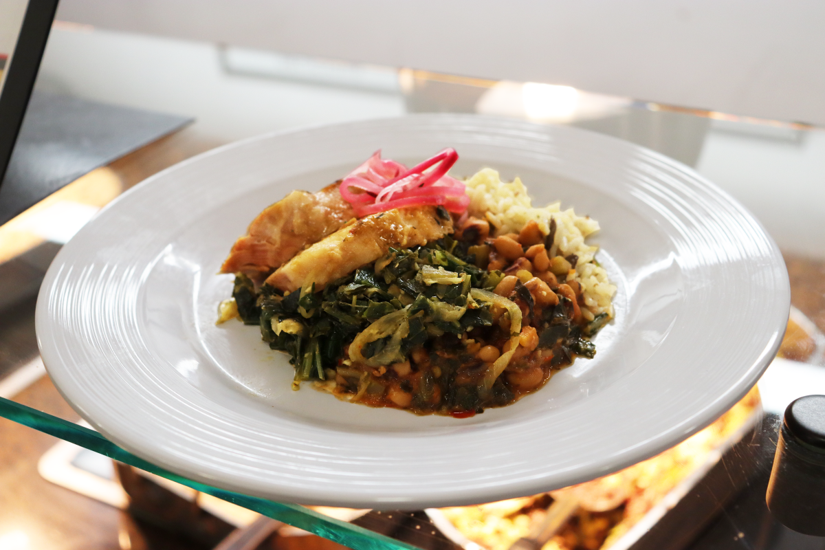 One of the dishes Devante prepared for the spotlight meal Devante's dish as presented at the spotlight meal