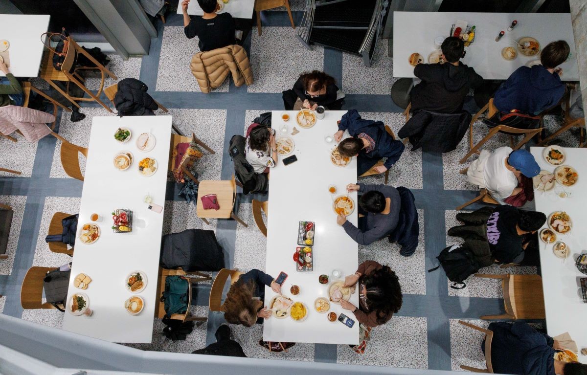 A view of the Ferris main seating area from the upper level Ferris aerial view