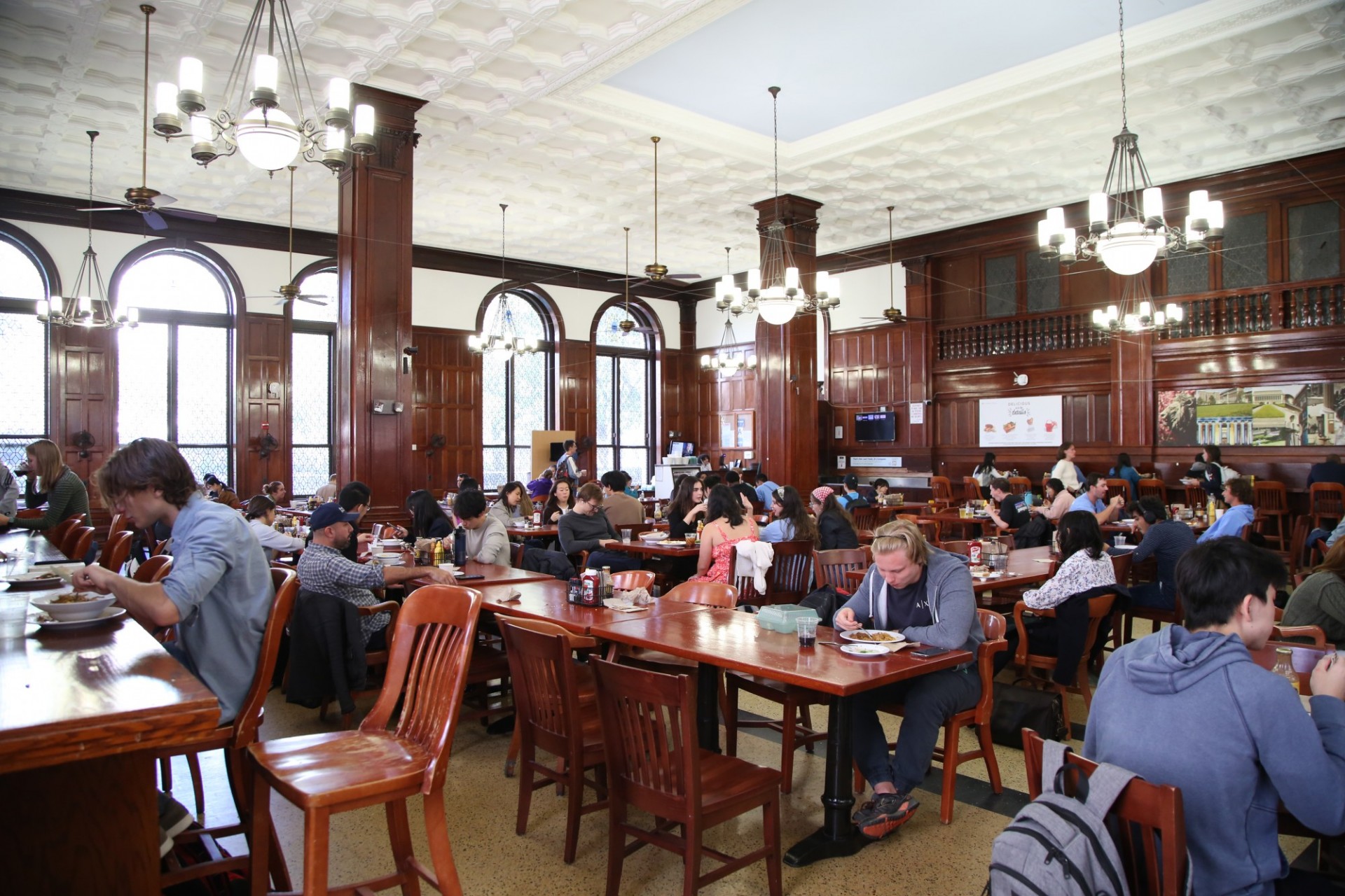 Students eating in John Jay Dining Hall