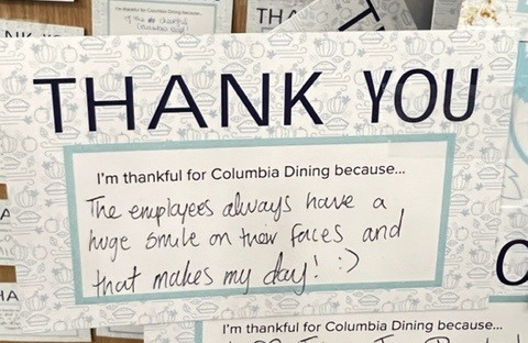 "The employees always have a smile on their faces" A written thank you note