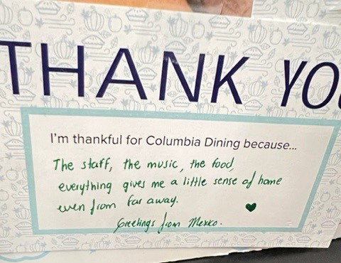 "A little of sense of home even from far away" A written thank you note