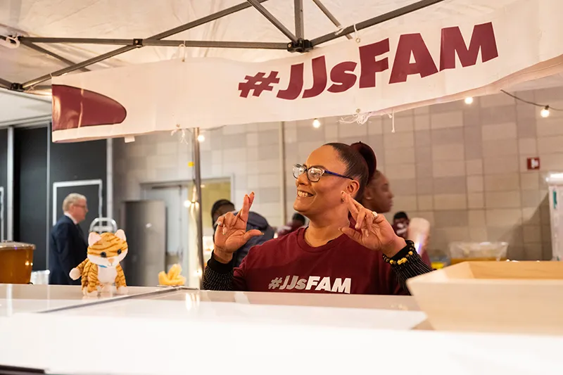 Staff at tent