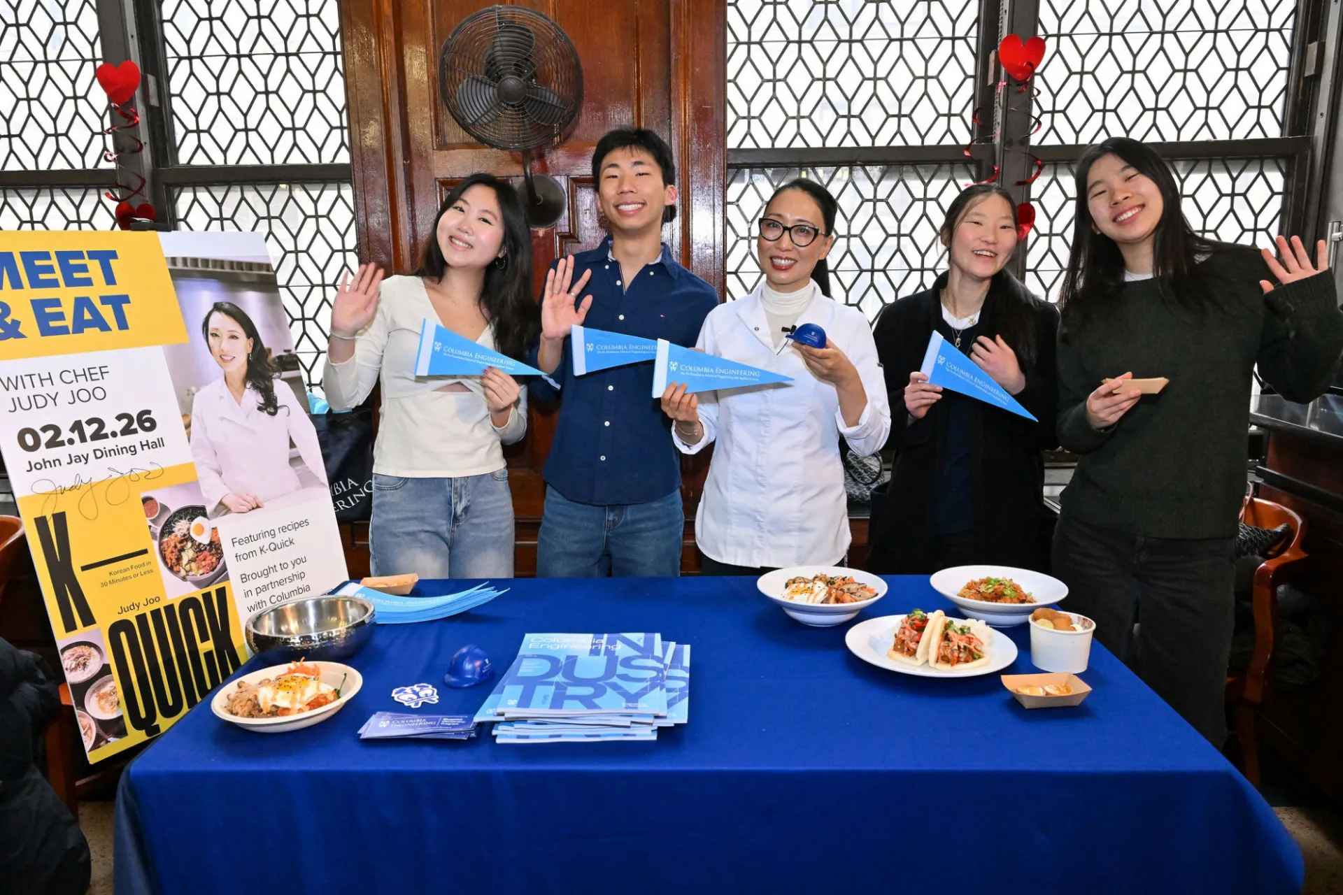 Chef Joo gave out copies of her cookbook and chatted with students