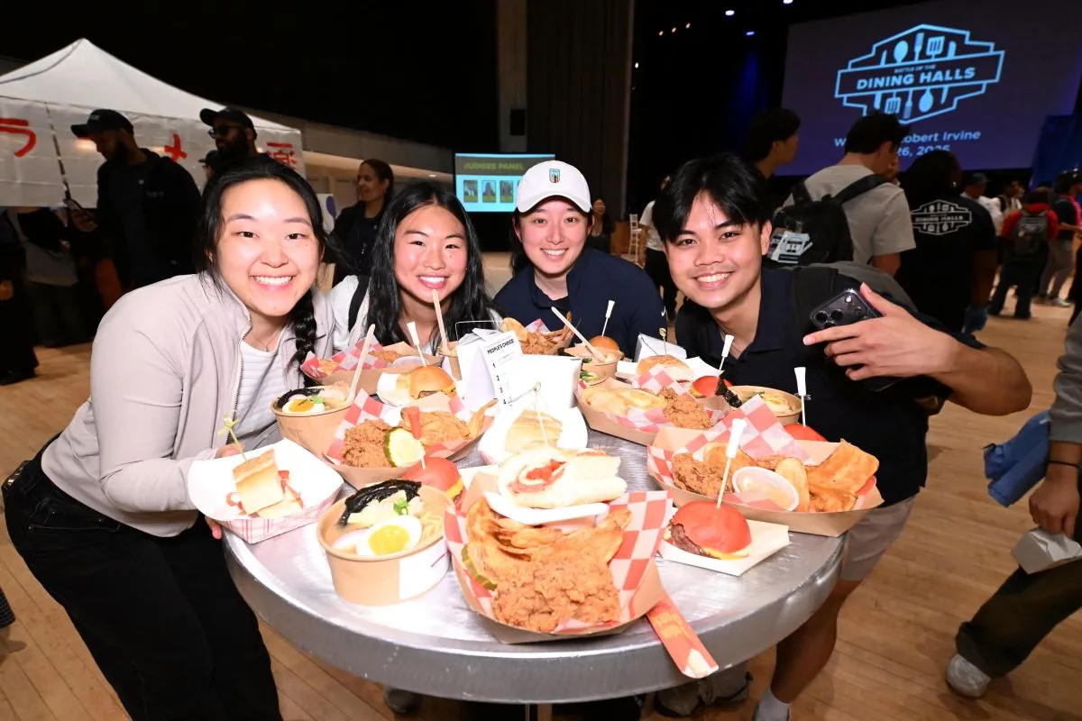 Students with food at special event