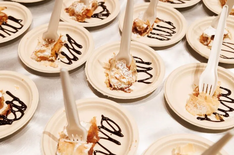 Plates of apple strudel