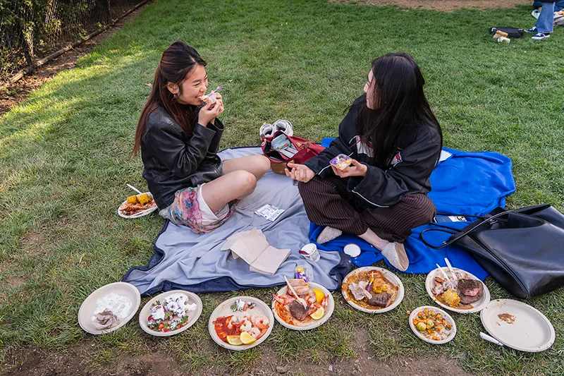 Students sitting on the lawn