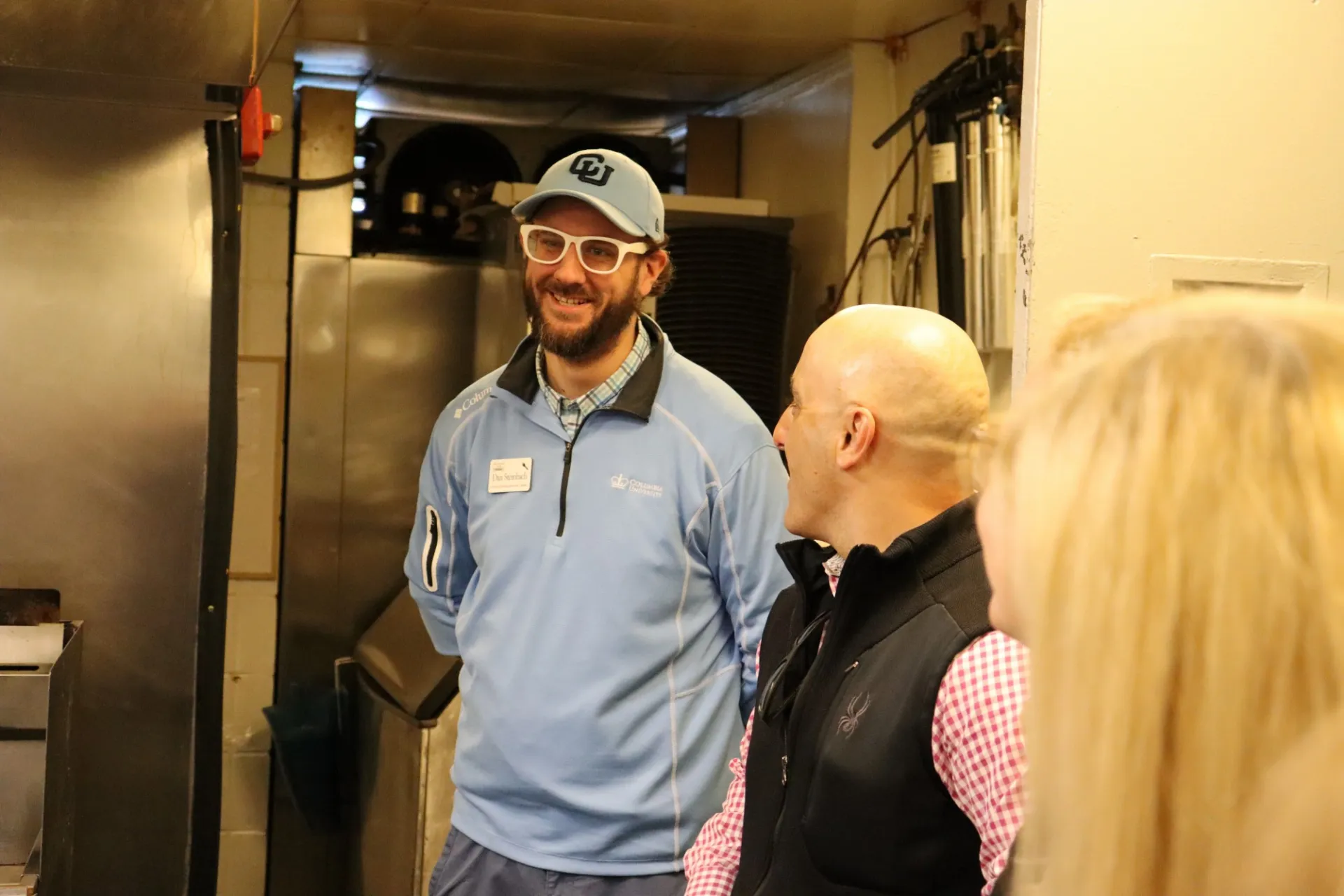 Ferris manager talking with the tour group