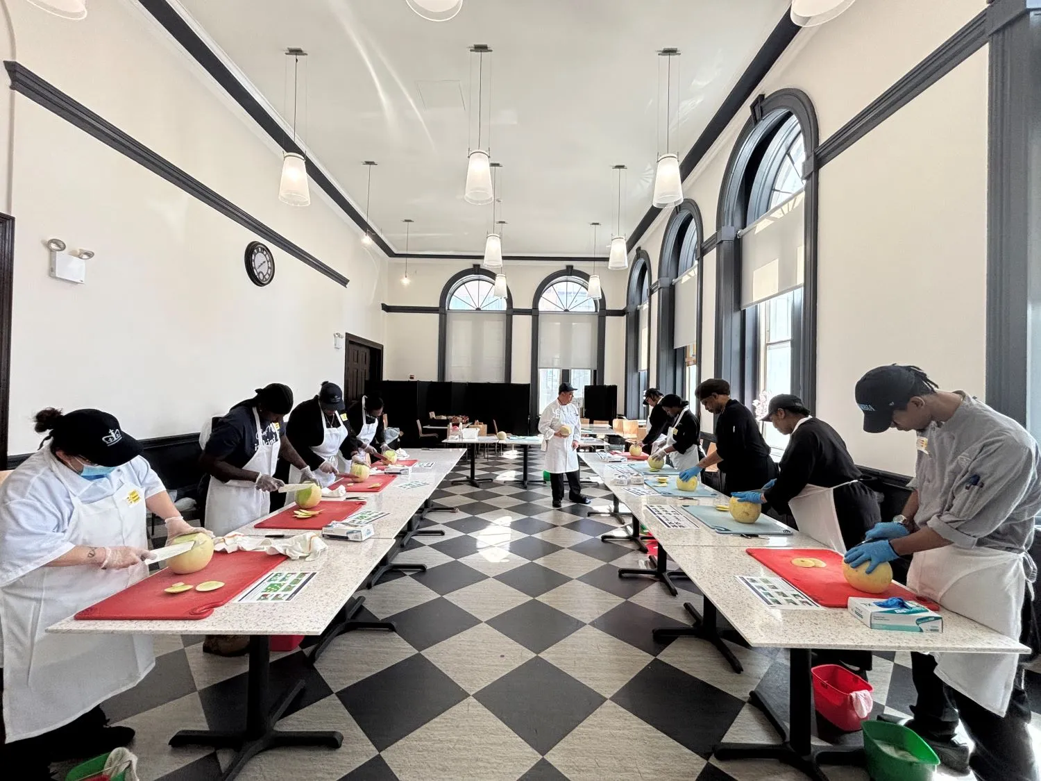 The knife skills class was held during Columbia's spring recess