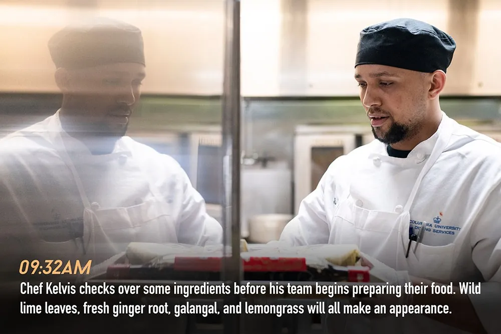 Chef Kelvis checks ingredients
