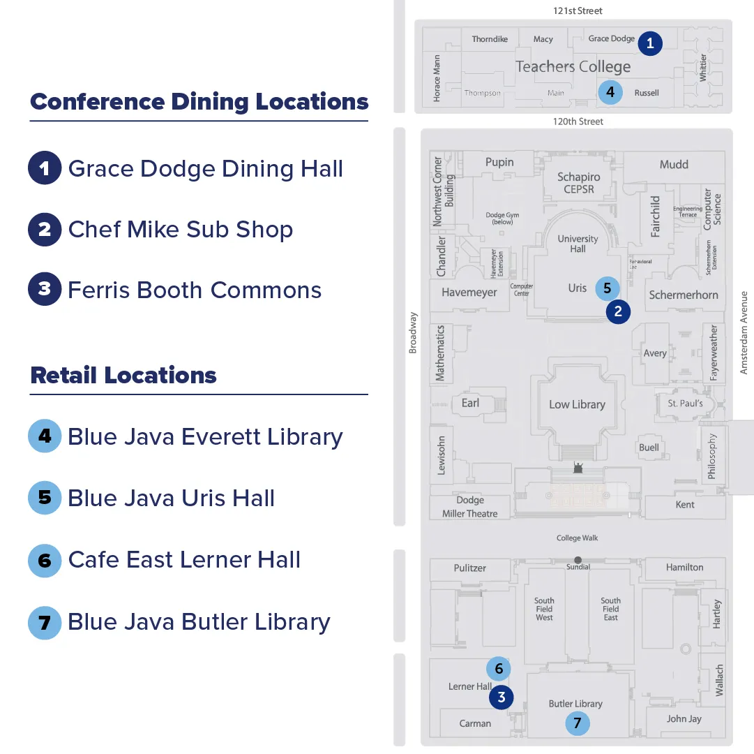 Map of dining locations
