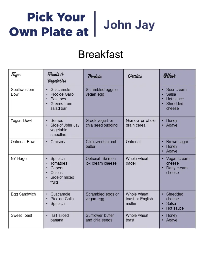 Pick Your Own Plate at John Jay Dining Hall