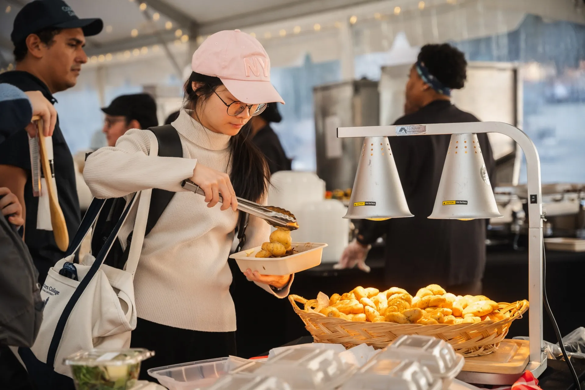 Student getting Garlic Knots
