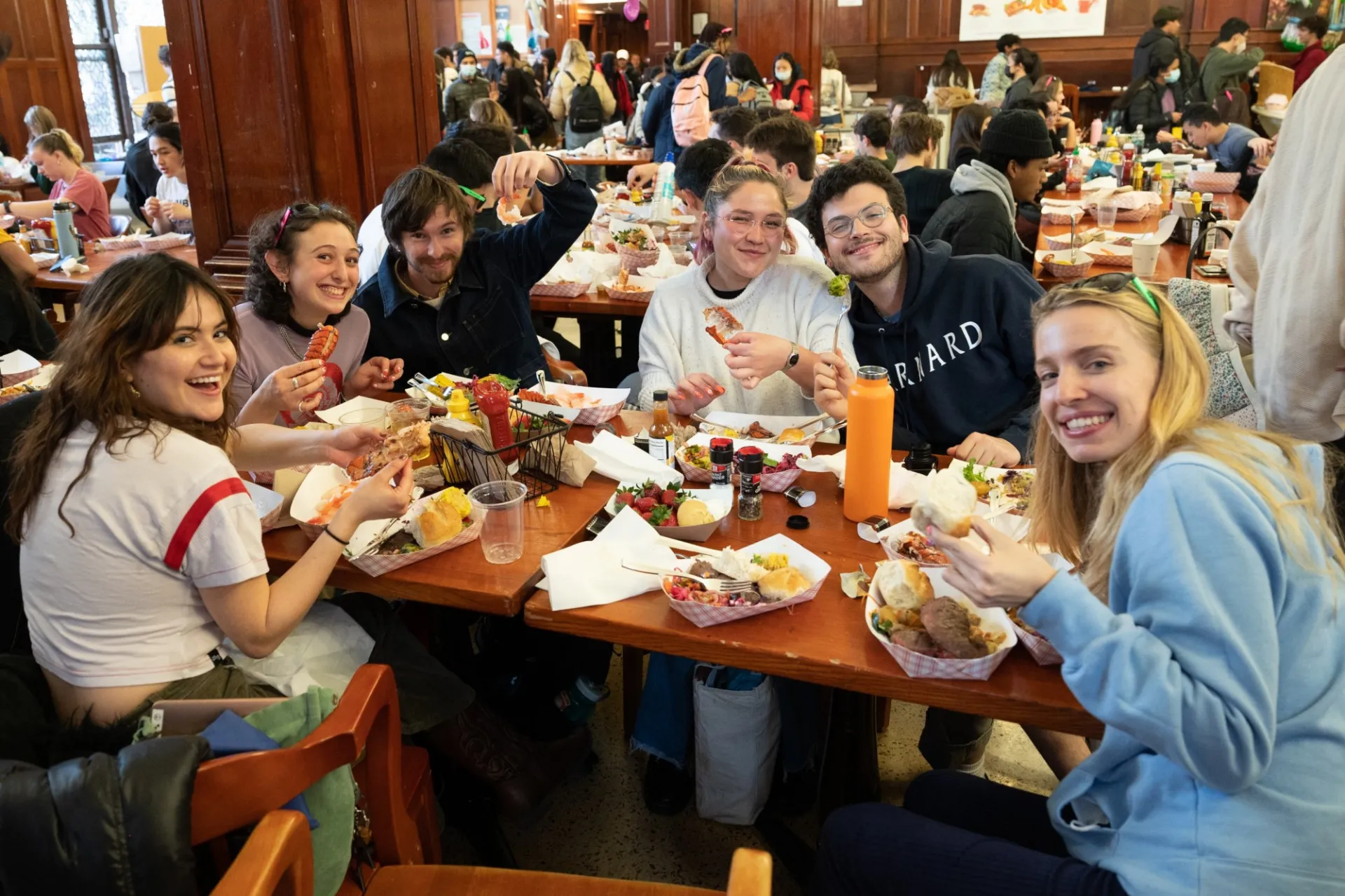 Students enjoying their meals together