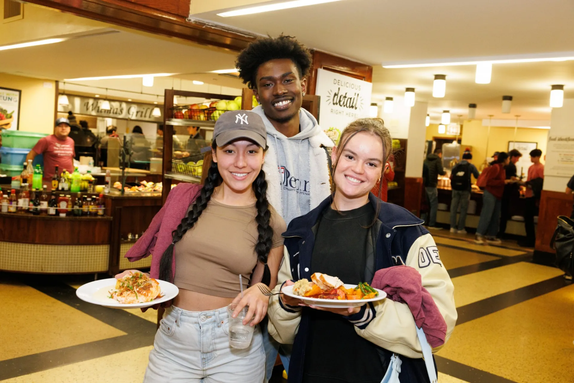 Students posing with their meal