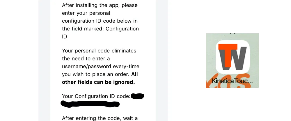 Screenshot shows how to find your Configuration ID Code
