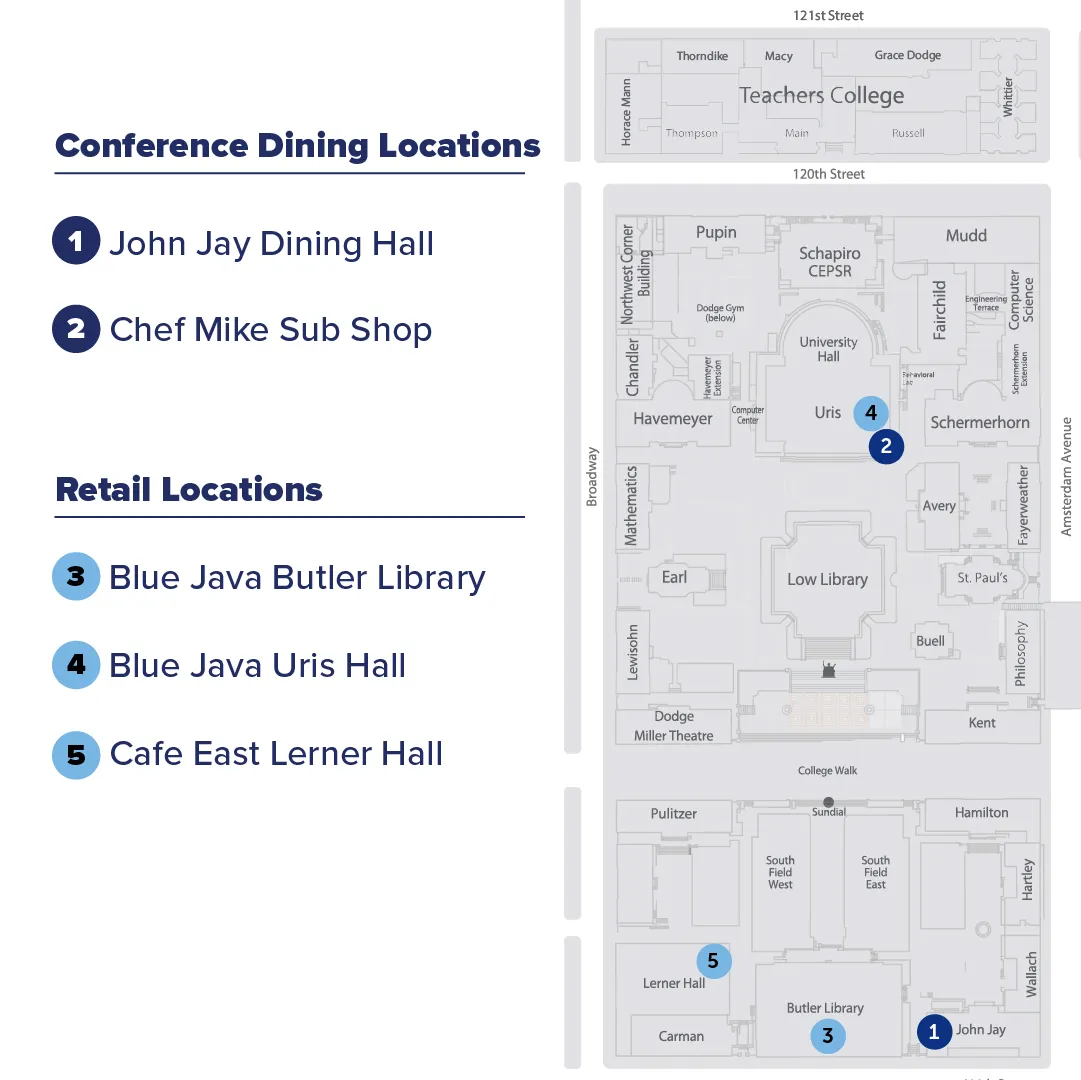 Map of campus and summer dining locations