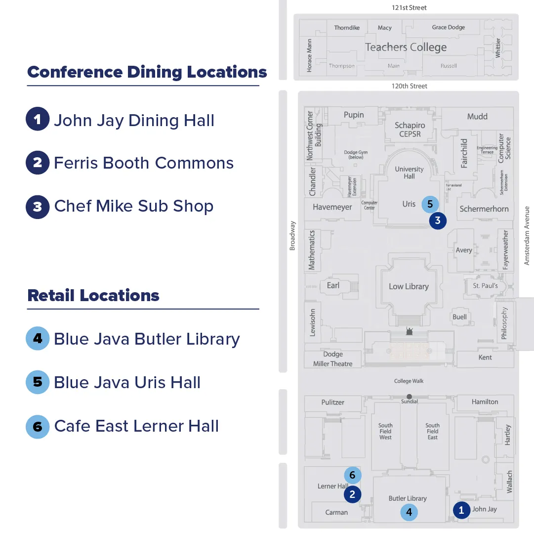 Map of campus and summer dining locations