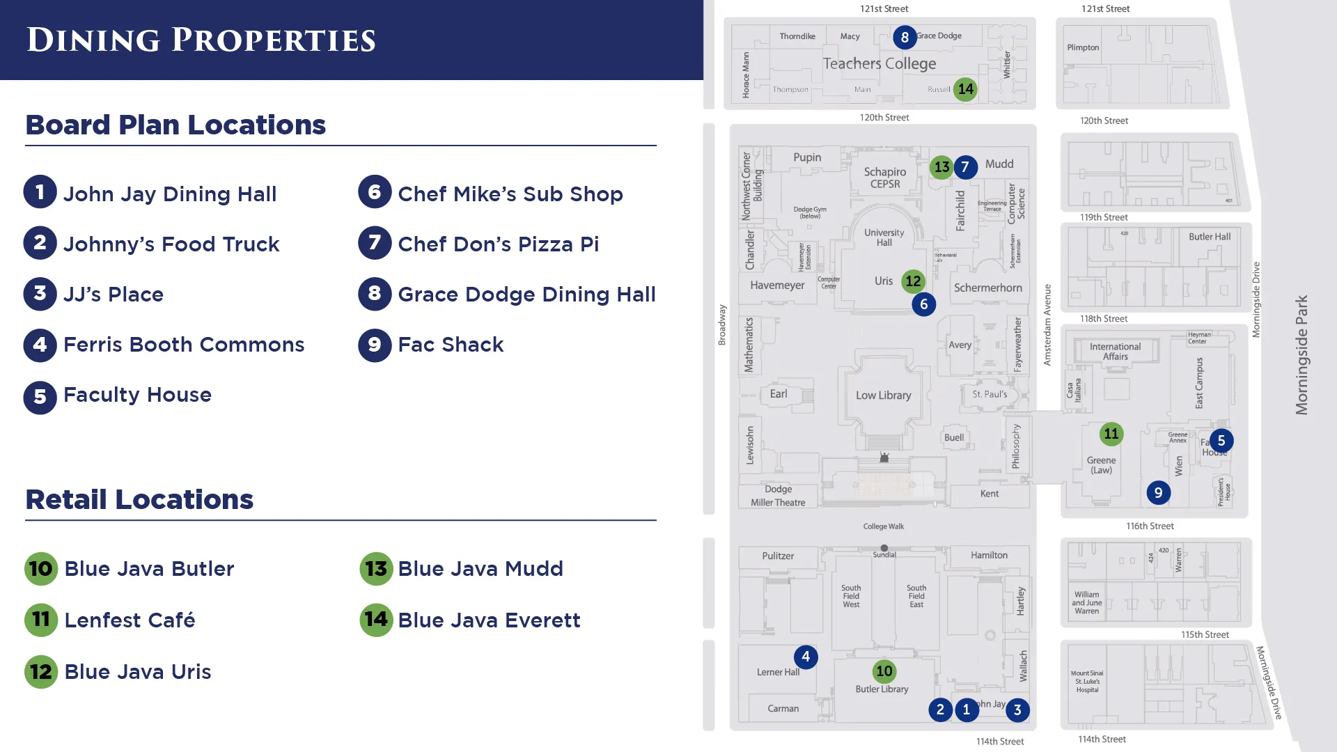 map of on-campus dining locations