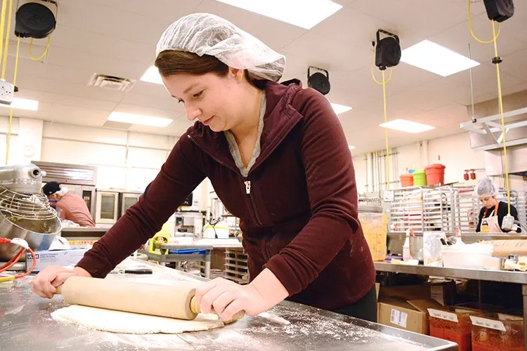 Janie rolling pie dough