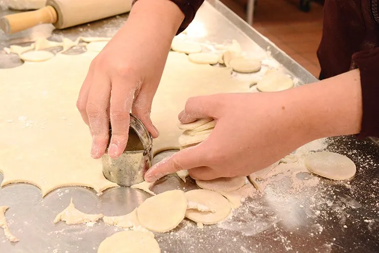 Janie cutting pie crust